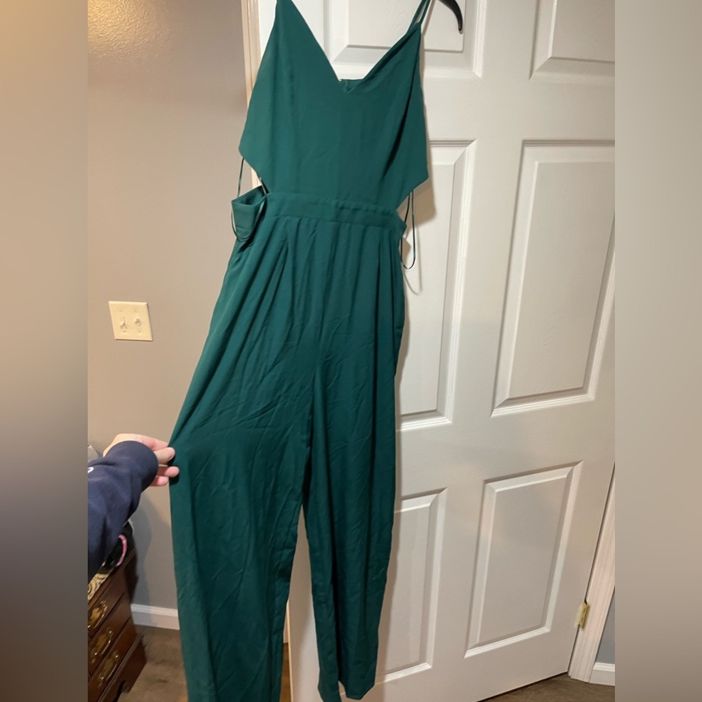 Dark green cutout jumpsuit
